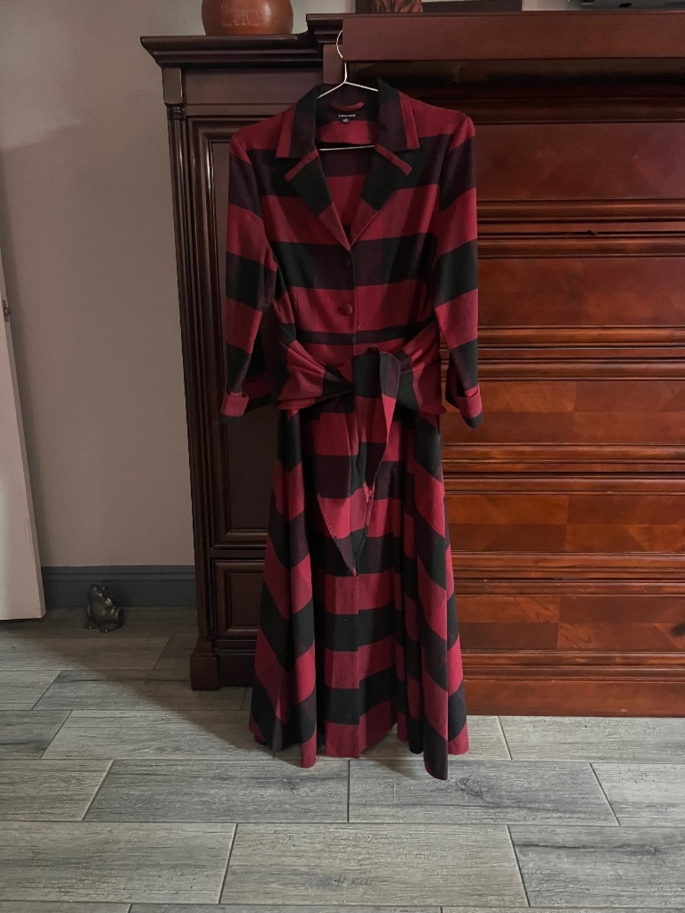 J. Peterman Red/Black Plaid Flannel Long Sleeve Dress  Size 12